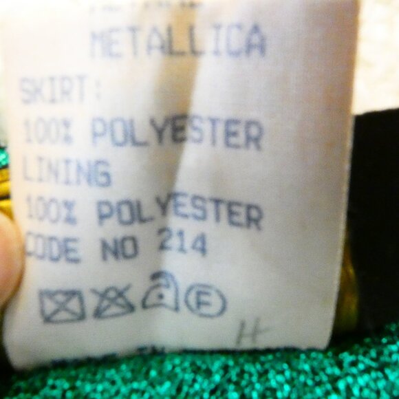 Black Green Dress Size 6 Vintage Midi 50s Shoulder Pads Metallic Sparkling Party - Picture 13 of 14